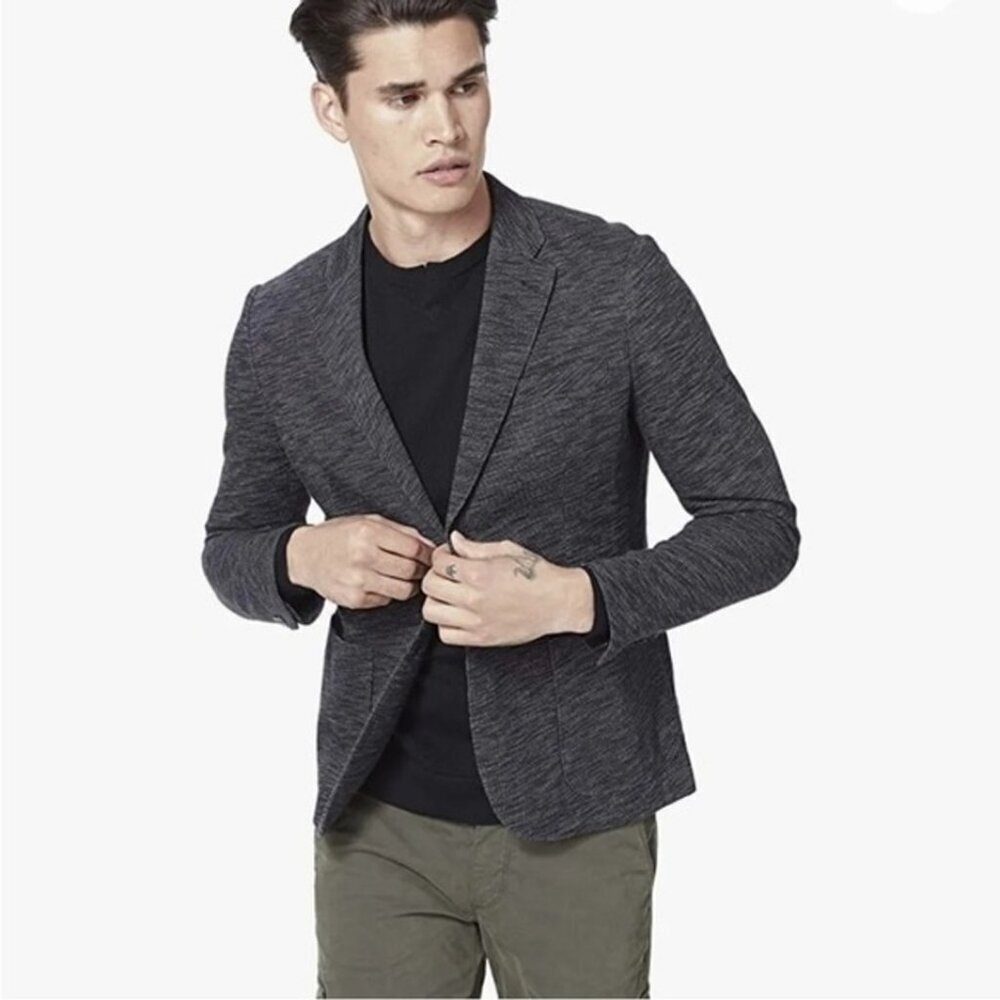 Good Man Brand‎ Dark Gray Textured Unstructured 2-Button Blazer 100% Cotton XXL